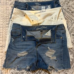 Universal Thread Blue and White Denim Shorts and Time and Tru Trio—Size 8